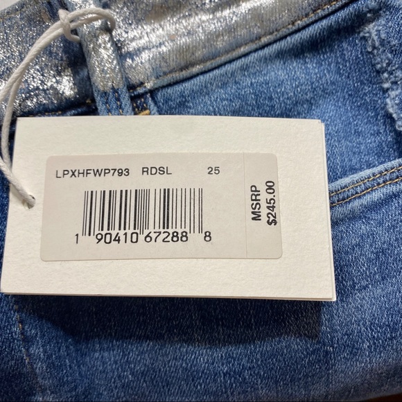 Frame Denim Le Pixie Redgrave Silver Foil High-Rise Flare Leg Jean (25) - Picture 8 of 9